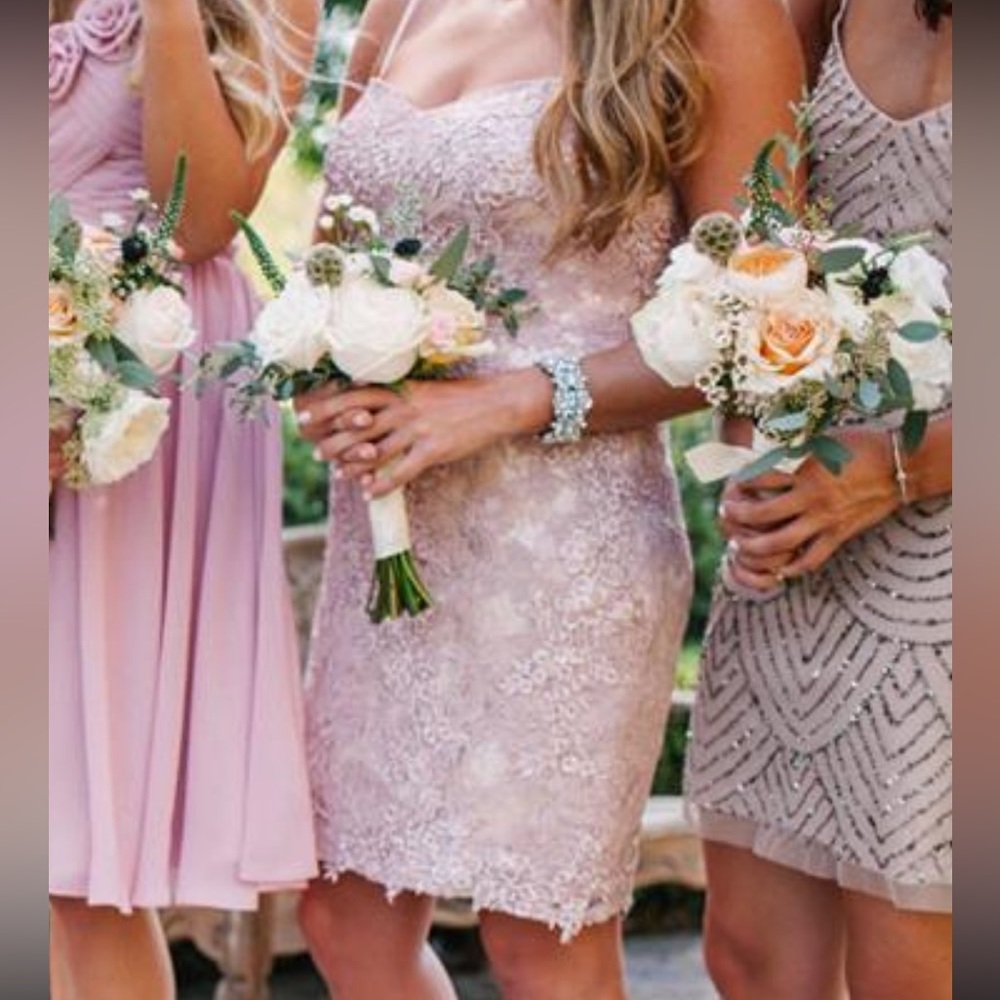 Nude/Blush Lace Appliqué Dress